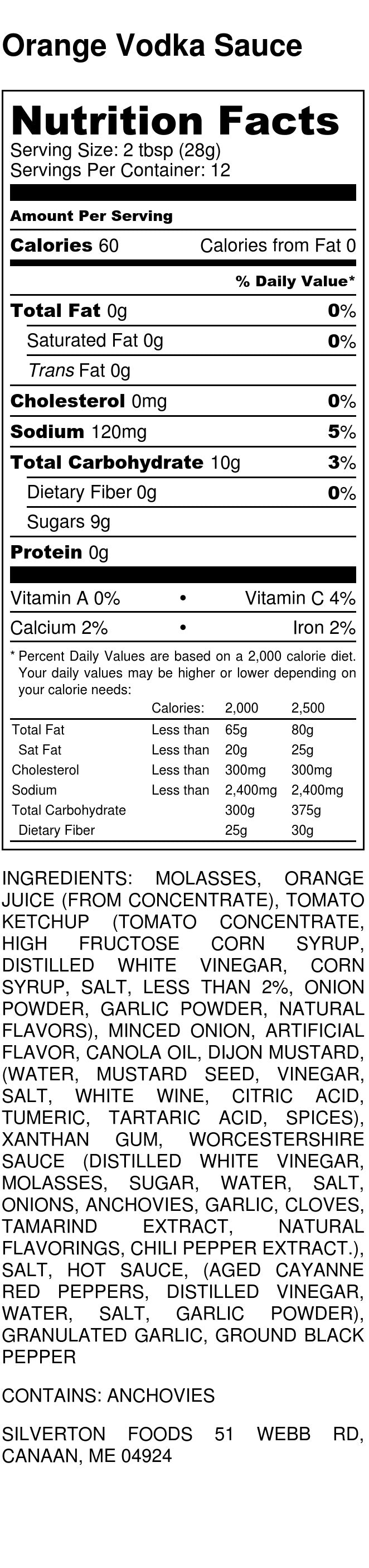 Orange Vodka Sauce - Silverton Foods Best BBQ Sauces